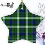 Mow Tartan Ornament Star Ornament, Christmas Star Decorations, ceramic ornament, Plaid Star Ceramic Ornament, Christmas Ornament Decorations Gift