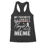 My Favorite Baseball Player Calls Me Meme American Flag Women's Tank Top - Scotstee Shop