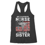 My Favorite Nurse Calls Me Sister USA Flag Women's Tank Top nurse t shirts - Scotstee Shop
