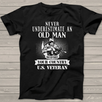 Scotstee Shop - Never Underestimate An Old Man Funny US Veteran Gift For Men 4th Of July Shirt