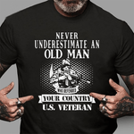 Scotstee Shop - Never Underestimate An Old Man Funny US Veteran Gift For Men 4th Of July Shirt