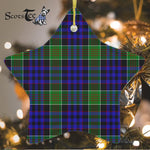 Newman Tartan Ornament Star Ornament, Christmas Star Decorations, ceramic ornament, Plaid Star Ceramic Ornament, Christmas Ornament Decorations Gift