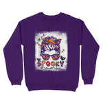 One Spooky Mama Messy Bun Bleached Halloween Skull Monster Womens Halloween Sweatshirts, Halloween Sweatshirt Plus Size - Scotstee Shop