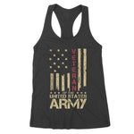 Patriotic U.S Army Veteran Red Line American Flag Vintage Women's Tank Top Army Shirts - Scotstee Shop