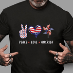 Scotstee Shop - Peace Love America Flag USA 4th Of July Gift Men Women Kids Shirt