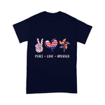 Scotstee Shop - Peace Love America Flag USA 4th Of July Gift Men Women Kids Shirt