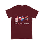 Scotstee Shop - Peace Love America Flag USA 4th Of July Gift Men Women Kids Shirt