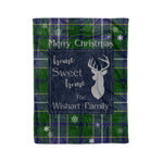 Scotstee Shop Tartan Plaid Christmas Fleece Blankets Clan Wishart Hunting Plaid Blanket, tartan blanket, tartan blanket fleece, plaid blanket, plaid fleece blanket, clan tartan blanket, clan blanket, christmas blanket