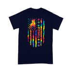 Scotstee Shop - Pitbull Dog Tie Dye Rainbow American Flag Print Gifts 4th Of July Shirt