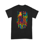 Scotstee Shop - Pitbull Dog Tie Dye Rainbow American Flag Print Gifts 4th Of July Shirt