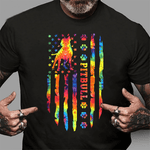 Scotstee Shop - Pitbull Dog Tie Dye Rainbow American Flag Print Gifts 4th Of July Shirt