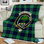 Plaid Blanket Abercrombie Clan Crest Badge Tartan Blanket Scottish Green Plaid Throw Blanket Tartan Plaid Fleece Blanket