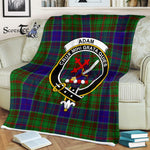 Plaid Blanket Adam Hunting Clan Crest Badge Tartan Blanket Scottish Green Plaid Throw Blanket Tartan Plaid Fleece Blanket