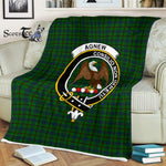 Plaid Blanket Agnew Hunting Clan Crest Badge Tartan Blanket Scottish Green Plaid Throw Blanket Tartan Plaid Fleece Blanket