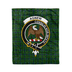 Plaid Blanket Agnew Hunting Clan Crest Badge Tartan Blanket Scottish Green Plaid Throw Blanket Tartan Plaid Fleece Blanket