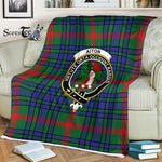 Plaid Blanket Aiton Clan Crest Badge Tartan Blanket Scottish Green Plaid Throw Blanket Tartan Plaid Fleece Blanket
