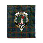 Plaid Blanket Aiton Hunting Clan Crest Badge Tartan Blanket Scottish Green Plaid Throw Blanket Tartan Plaid Fleece Blanket