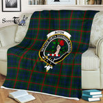 Plaid Blanket Aiton Hunting Clan Crest Badge Tartan Blanket Scottish Green Plaid Throw Blanket Tartan Plaid Fleece Blanket