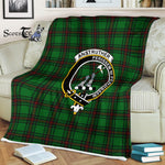 Plaid Blanket Anstruther Hunting Clan Crest Badge Tartan Blanket Scottish Green Plaid Throw Blanket - Scotstee Shop