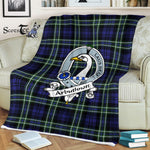 Plaid Blanket Arbuthnot Clan Crest Badge Tartan Blanket Scottish Blue Plaid Throw Blanket Tartan Plaid Fleece Blanket