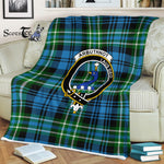 Plaid Blanket Arbuthnott Hunting Clan Crest Badge Tartan Blanket Scottish Blue Plaid Throw Blanket Tartan Plaid Fleece Blanket