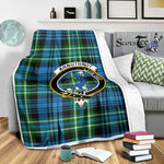 Plaid Blanket Arbuthnott Hunting Clan Crest Badge Tartan Blanket Scottish Blue Plaid Throw Blanket Tartan Plaid Fleece Blanket