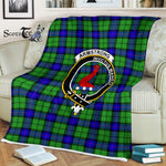 Plaid Blanket Armstrong Clan Crest Badge Tartan Blanket Scottish Green Plaid Throw Blanket Tartan Plaid Fleece Blanket