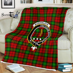 Plaid Blanket Auchinleck Clan Crest Badge Tartan Blanket Scottish Blue Plaid Throw Blanket - Scotstee Shop