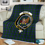 Plaid Blanket Baillie Hunting Clan Crest Badge Tartan Blanket Scottish Blue Plaid Throw Blanket Tartan Plaid Fleece Blanket