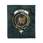 Plaid Blanket Baillie Hunting Clan Crest Badge Tartan Blanket Scottish Blue Plaid Throw Blanket Tartan Plaid Fleece Blanket