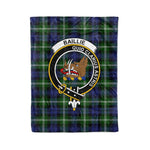 Plaid Blanket Baillie Modern Clan Crest Badge Tartan Blanket Scottish Blue Plaid Throw Blanket Tartan Plaid Fleece Blanket