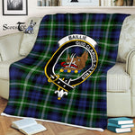 Plaid Blanket Baillie Modern Clan Crest Badge Tartan Blanket Scottish Blue Plaid Throw Blanket Tartan Plaid Fleece Blanket