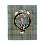 Plaid Blanket Balfour Clan Crest Badge Tartan Blanket Scottish Blue Plaid Throw Blanket Tartan Plaid Fleece Blanket