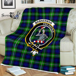 Plaid Blanket Bannerman Clan Crest Badge Tartan Blanket Scottish Blue Plaid Throw Blanket Tartan Plaid Fleece Blanket