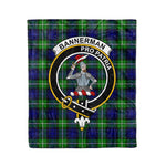 Plaid Blanket Bannerman Clan Crest Badge Tartan Blanket Scottish Blue Plaid Throw Blanket Tartan Plaid Fleece Blanket