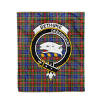 Plaid Blanket Bethune Clan Crest Badge Tartan Blanket Scottish Blue Plaid Throw Blanket Tartan Plaid Fleece Blanket