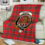 Plaid Blanket Binning Clan Crest Badge Tartan Blanket Scottish Blue Plaid Throw Blanket Tartan Plaid Fleece Blanket