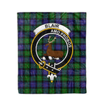 Plaid Blanket Blair Clan Crest Badge Tartan Blanket Scottish Blue Plaid Throw Blanket Tartan Plaid Fleece Blanket