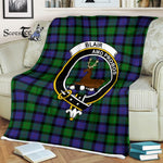 Plaid Blanket Blair Clan Crest Badge Tartan Blanket Scottish Blue Plaid Throw Blanket Tartan Plaid Fleece Blanket