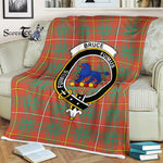 Plaid Blanket Bruce Ancient Clan Crest Badge Tartan Blanket Scottish Blue Plaid Throw Blanket Tartan Plaid Fleece Blanket