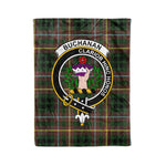 Plaid Blanket Buchanan Hunting Clan Crest Badge Tartan Blanket Scottish Blue Plaid Throw Blanket Tartan Plaid Fleece Blanket