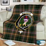 Plaid Blanket Buchanan Hunting Clan Crest Badge Tartan Blanket Scottish Blue Plaid Throw Blanket Tartan Plaid Fleece Blanket