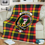 Plaid Blanket Buchanan Modern Clan Crest Badge Tartan Blanket Scottish Blue Plaid Throw Blanket Tartan Plaid Fleece Blanket