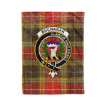 Plaid Blanket Buchanan Old Set Weathered Clan Crest Badge Tartan Blanket Scottish Blue Plaid Throw Blanket - Scotstee Shop