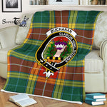 Plaid Blanket Buchanan Old Sett Clan Crest Badge Tartan Blanket Scottish Blue Plaid Throw Blanket Tartan Plaid Fleece Blanket