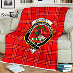 Plaid Blanket Burnett Modern Clan Crest Badge Tartan Blanket Scottish Blue Plaid Throw Blanket Tartan Plaid Fleece Blanket