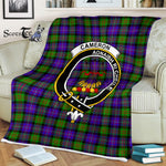 Plaid Blanket Cameron Clan Crest Badge Tartan Blanket Scottish Green Plaid Throw Blanket Tartan Plaid Fleece Blanket