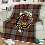Plaid Blanket Cameron Of Erracht Weathered Clan Crest Badge Tartan Blanket Scottish Green Plaid Throw Blanket - Scotstee Shop