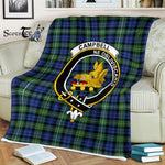 Plaid Blanket Campbell Argyll Ancient Clan Crest Badge Tartan Blanket Scottish Green Plaid Throw Blanket - Scotstee Shop