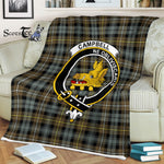Plaid Blanket Campbell Argyll Weathered Clan Crest Badge Tartan Blanket Scottish Green Plaid Throw Blanket - Scotstee Shop